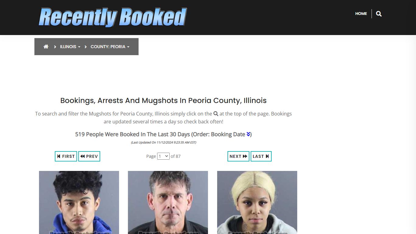 Bookings, Arrests and Mugshots in Peoria County, Illinois - Recently Booked