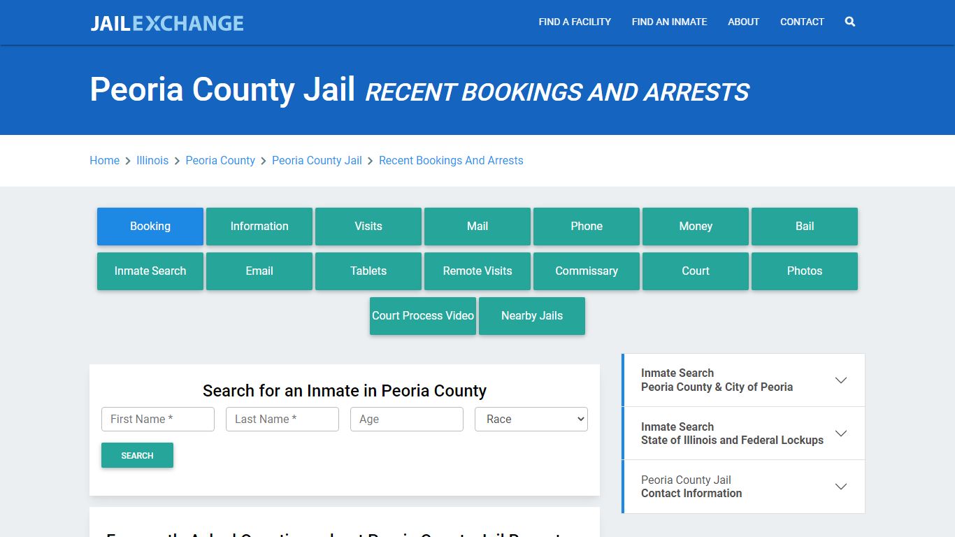 Peoria County Jail Recent Bookings And Arrests - Jail Exchange